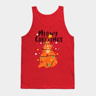 Meowy Christmas Funny Ginger Cat Tank Top